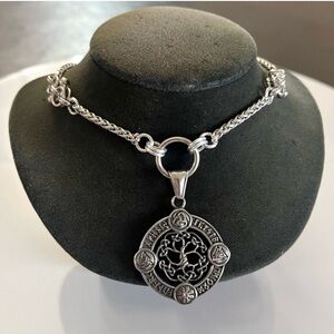 Celtic tree with viking celtic norse runes symbols stainless steel necklace